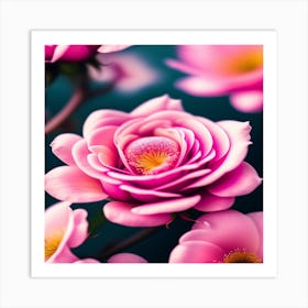 Pink Roses Wallpaper 2 Art Print