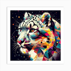 Geometric Art Snow Leopard 1 Art Print