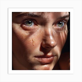 Woman With Tears On Her Face Art Print