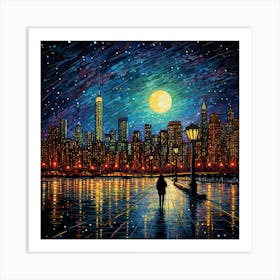 New York City At Night Art Print