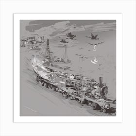 Train In The Desert Art Print