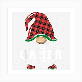 Gamer Gnome Buffalo Plaid Christmas Gamer Gnome Art Print