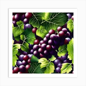 Grapes And Leaves Art Print