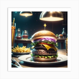 Burger On A Plate 87 Art Print