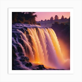 Waterfall At Dusk Art Print