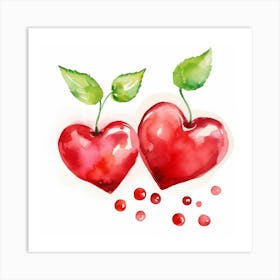 Two Hearts With Leaves Art Print