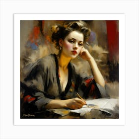 Woman Writing Art Print