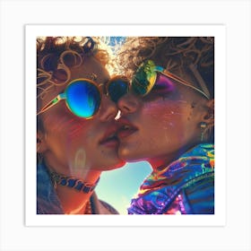 Two Girls Kissing Art Print