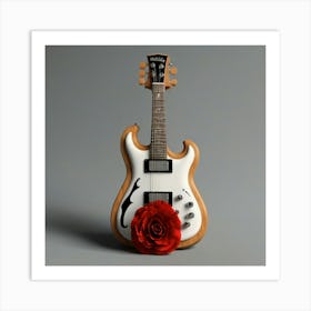 Eletric Guitar with red carnation Art Print