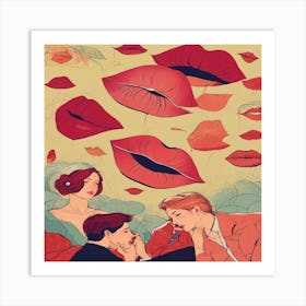 Kissing Lips Art Print