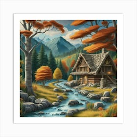 A peaceful, lively autumn landscape 20 Art Print