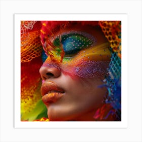 Colorful Woman With Feathers Art Print