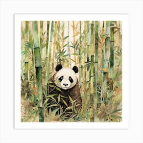 Panda In Bamboo Forest Art Print