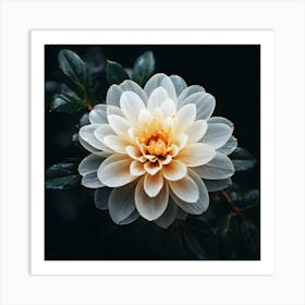 White Dahlia Flower 5 Art Print