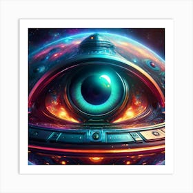 Firefly Alien Eye Reflecting A Ufo In Cosmic Wonder 6642 (2) Art Print