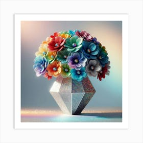 Colorful Flowers In A Vase 1 Art Print