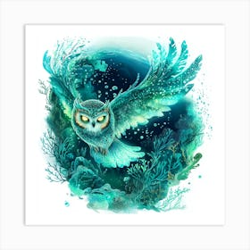 Owl In The Ocean 1 Art Print