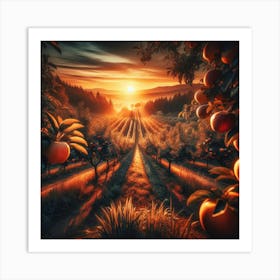 An Orchard At Sunset Art Print