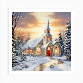 Church In The Snow Art Print