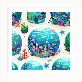 Bright Ocean Life Tiny World Collection Art Print 3 Art Print