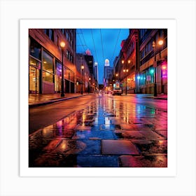 Wet City Street 1 Art Print