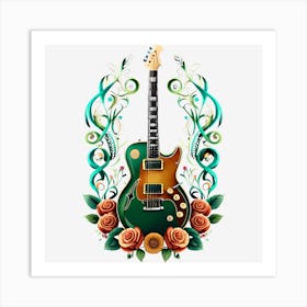 Electric Guitar With Roses 12 Art Print