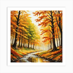 Forest In Autumn In Minimalist Style Square Composition 216 Art Print