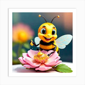 Honey Bee On A Flower Art Print