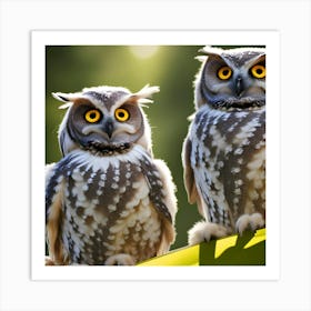 Two Owls Art Print