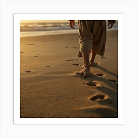 Jesus Walking On The Beach 1 Art Print