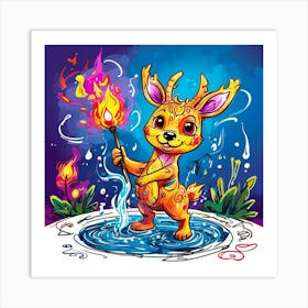 Deer Holding A Torch Art Print