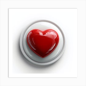 Heart Button Isolated On White 2 Art Print