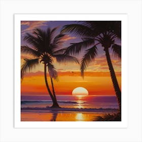 Sunset At The Beach 1 Art Print