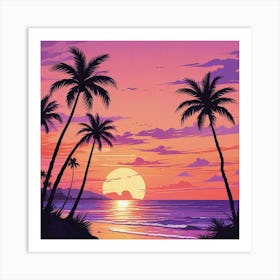 Palm Tree Sunset Art Prin (2) Art Print