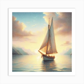 Lonely sailboat 3 Art Print