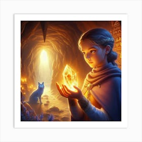 Girl Holding A Crystal Art Print