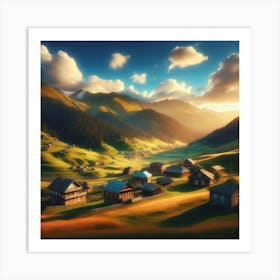 Village In The Mountains 1 Art Print