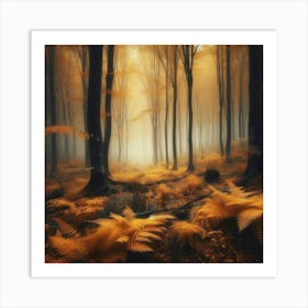 Foggy Autumn Forest 12 Poster