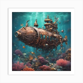 Underwater Submarine Art Print