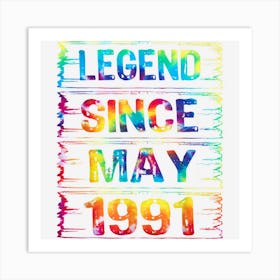 May 32 Years Old Since 1991 32nd Birthday Gifts Tie Dye 1 Art Print