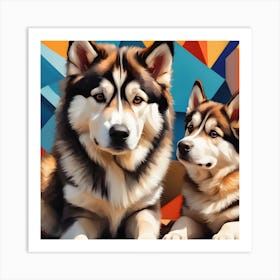 Alaskan Malamute Dogs Abstract Art Print