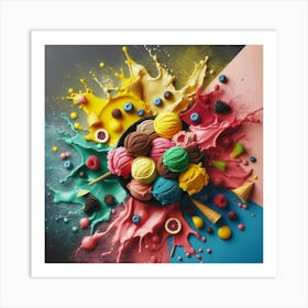 Colorful Ice Cream Splash Art Print