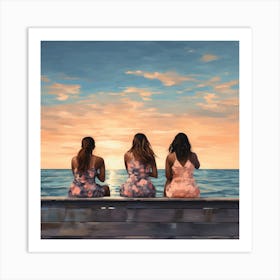 Three Girls At The Beach Art Print