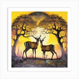 Deer In The Sun Art Print