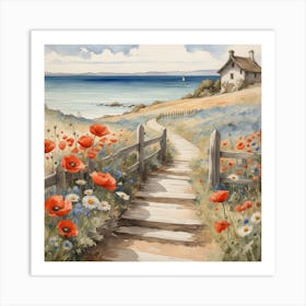 Poppies By The Sea 1 Art Print