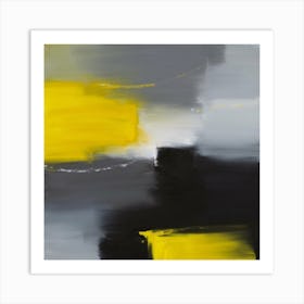 Black Yellow And Grey Abstract Painting Paintin Art Print