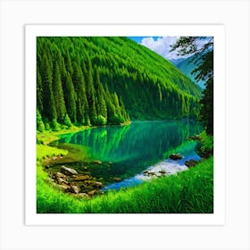 Lake In The Mountains 1 Art Print