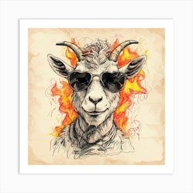 Goat In Sunglasses Art Print