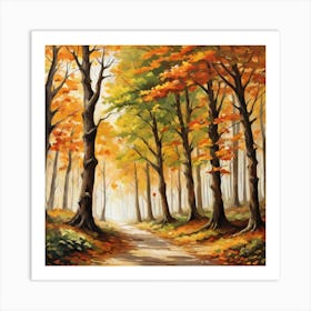 Forest In Autumn In Minimalist Style Square Composition 44 Art Print