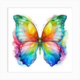 A Watercolor Butterfly With Vibrant Colors And A Blurred Background Art Print